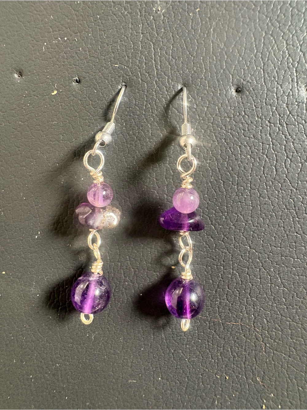 Purple Amethyst Bead Dangle Earrings - Women Jewelry